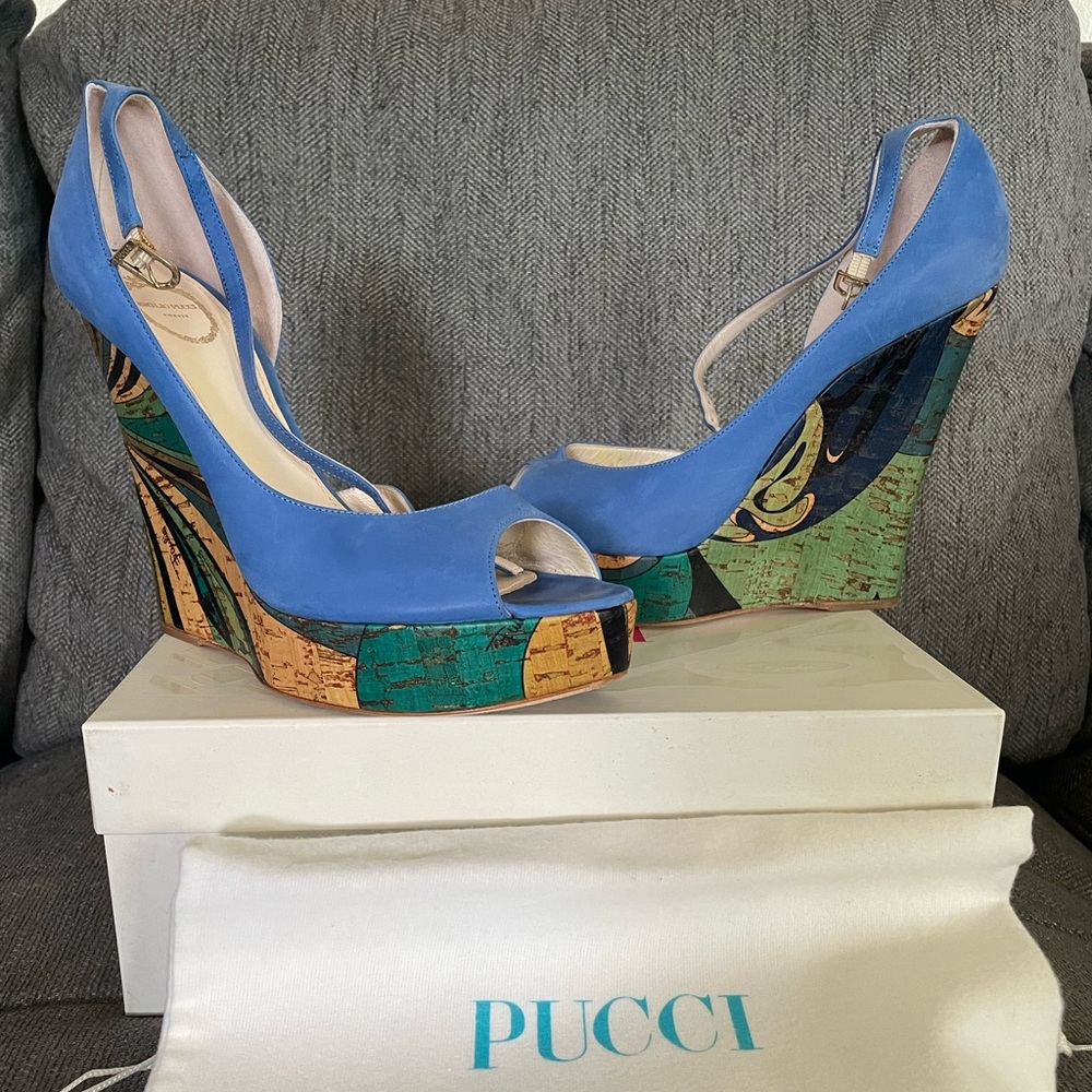 Emilio Pucci Vibrant Blue Wedge Heels